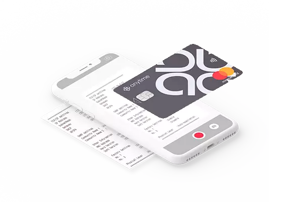 Gérer vos notes de frais et vos dépenses professionnelles avec Anytime. Pas de frais sur vos paiements même à l'étranger avec la carte Anytime Mastercard